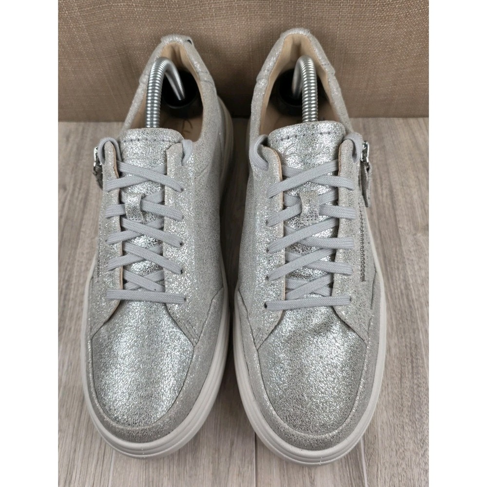 Clarks Artisan Womens 10M Hollyhock Zip Silver Metallic Active Sneakers‎ Shoes